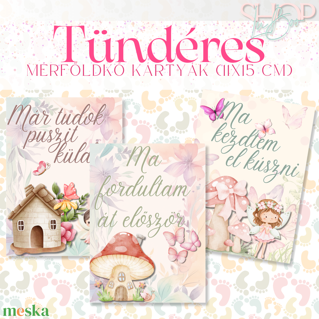 Mérföldkő kártyák - Tündér (11x15 cm) - baba - mama - babafotózás - baba mérföldkő kártyák - Meska.hu