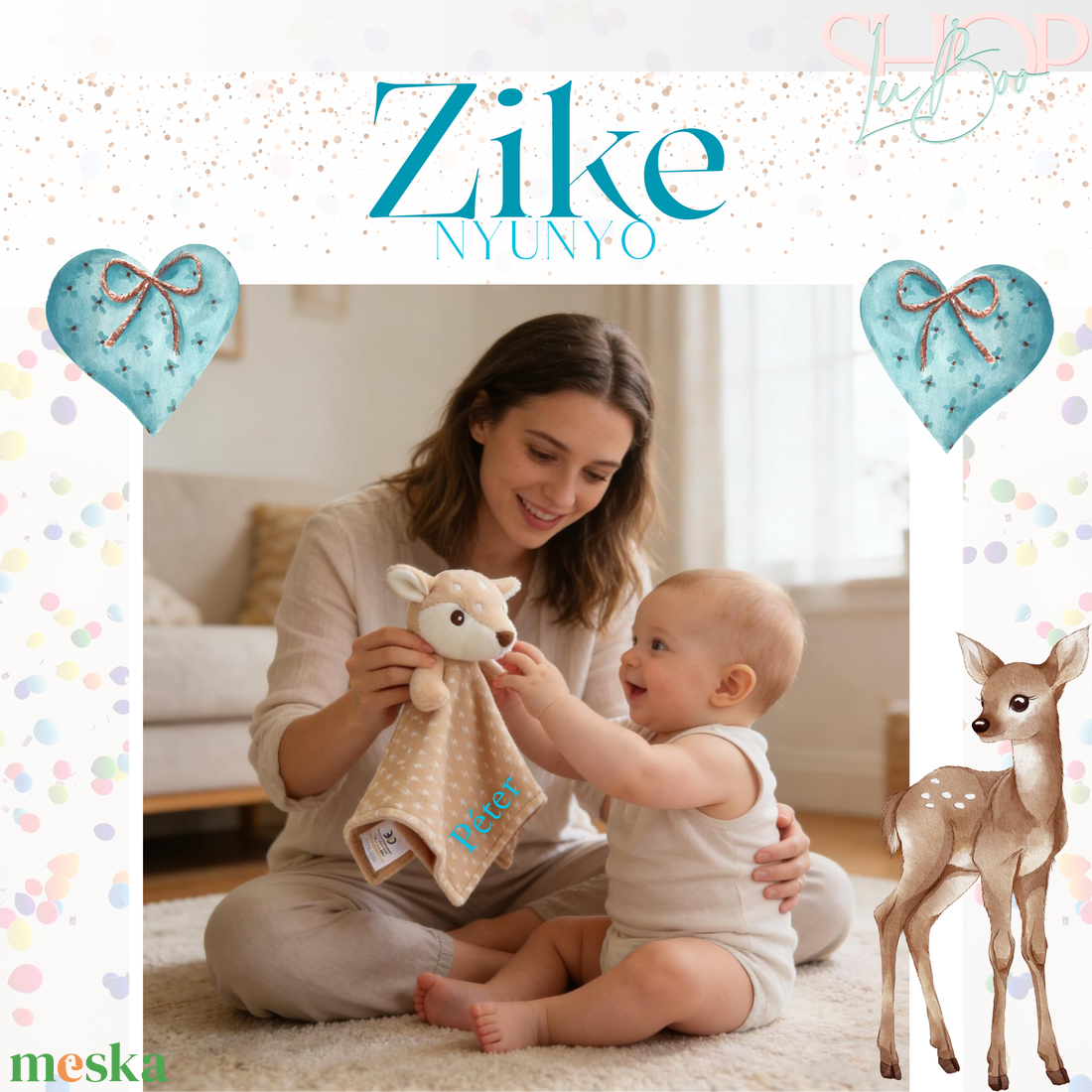 Zike nyúnyó (34 cm) - játék & sport - plüssállat & játékfigura - őzike, szarvas - Meska.hu