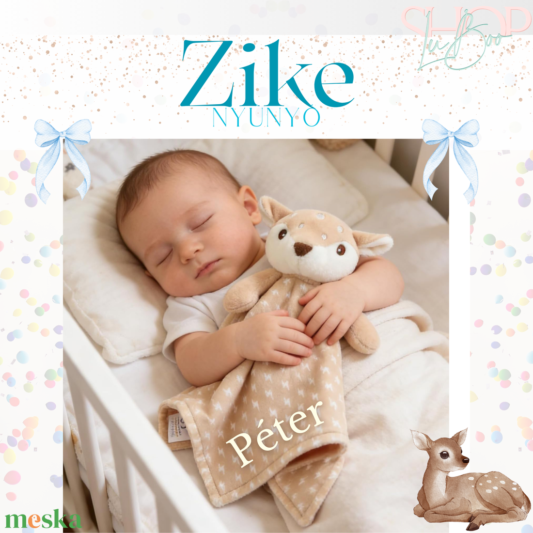 Zike nyúnyó (34 cm) - játék & sport - plüssállat & játékfigura - őzike, szarvas - Meska.hu