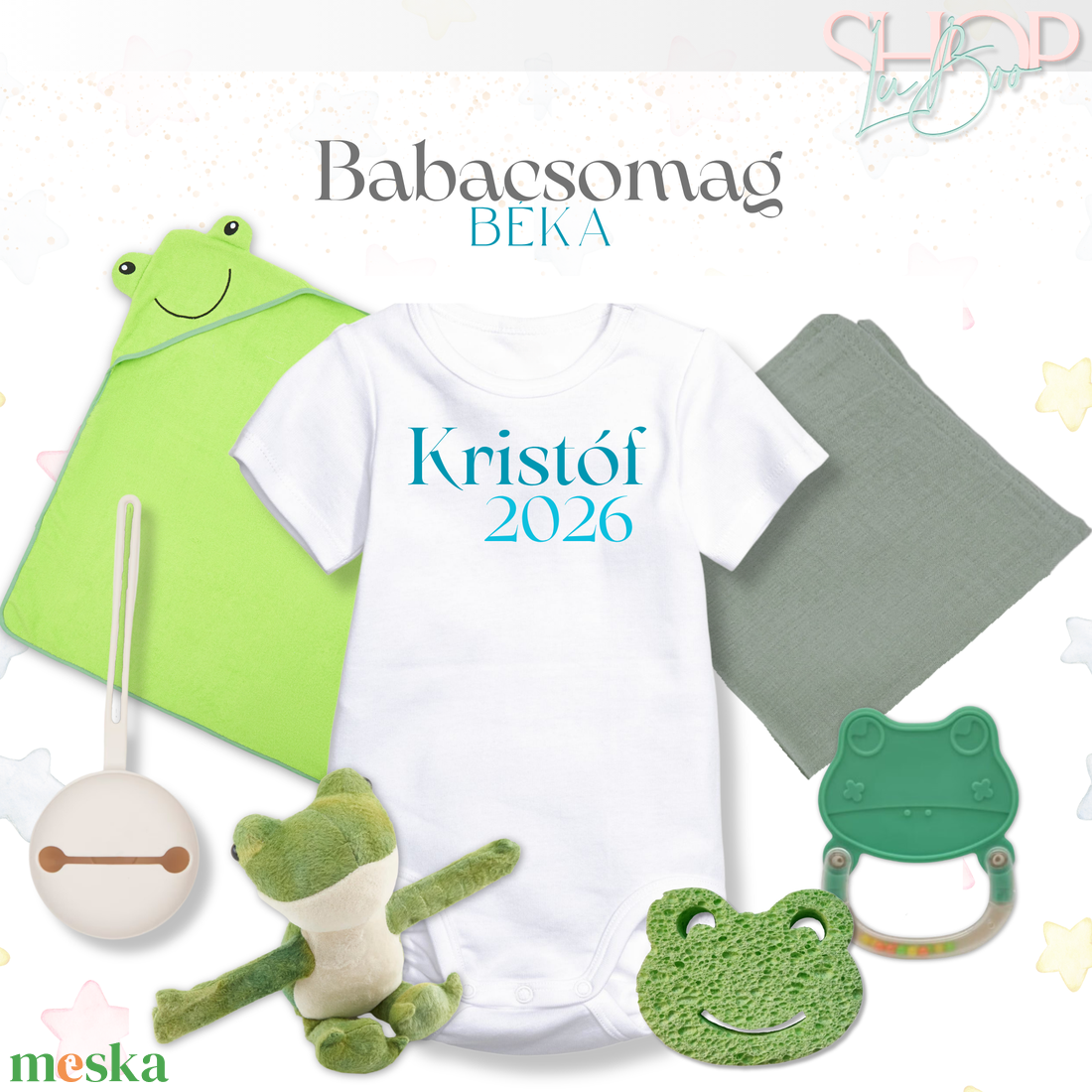 Béka Baba Csomag - baba - mama - babalátogató ajándékcsomag - Meska.hu