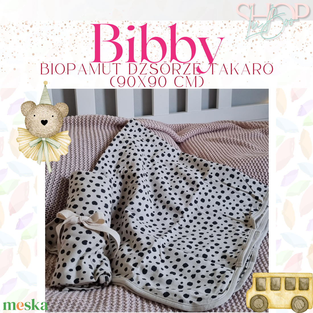 Bibby - BIOpamut dzsörzé takaró (90x90 cm) - baba - mama - baba ágynemű - babatakaró, gyerek pléd - Meska.hu