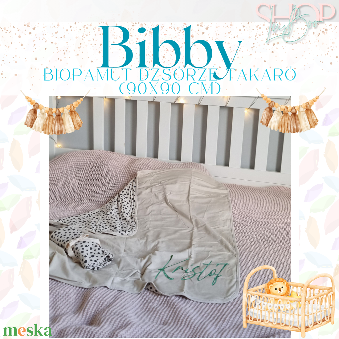 Bibby - BIOpamut dzsörzé takaró (90x90 cm) - baba - mama - baba ágynemű - babatakaró, gyerek pléd - Meska.hu