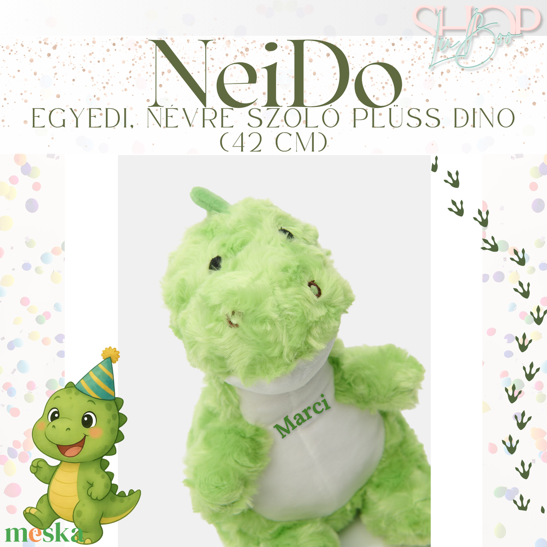 NeiDo - Egyedi, névre szóló plüss dino (42 cm) - játék & sport - plüssállat & játékfigura - plüss dínók - Meska.hu