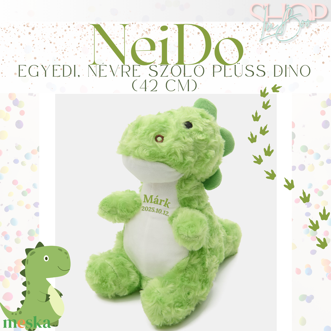 NeiDo - Egyedi, névre szóló plüss dino (42 cm) - játék & sport - plüssállat & játékfigura - plüss dínók - Meska.hu