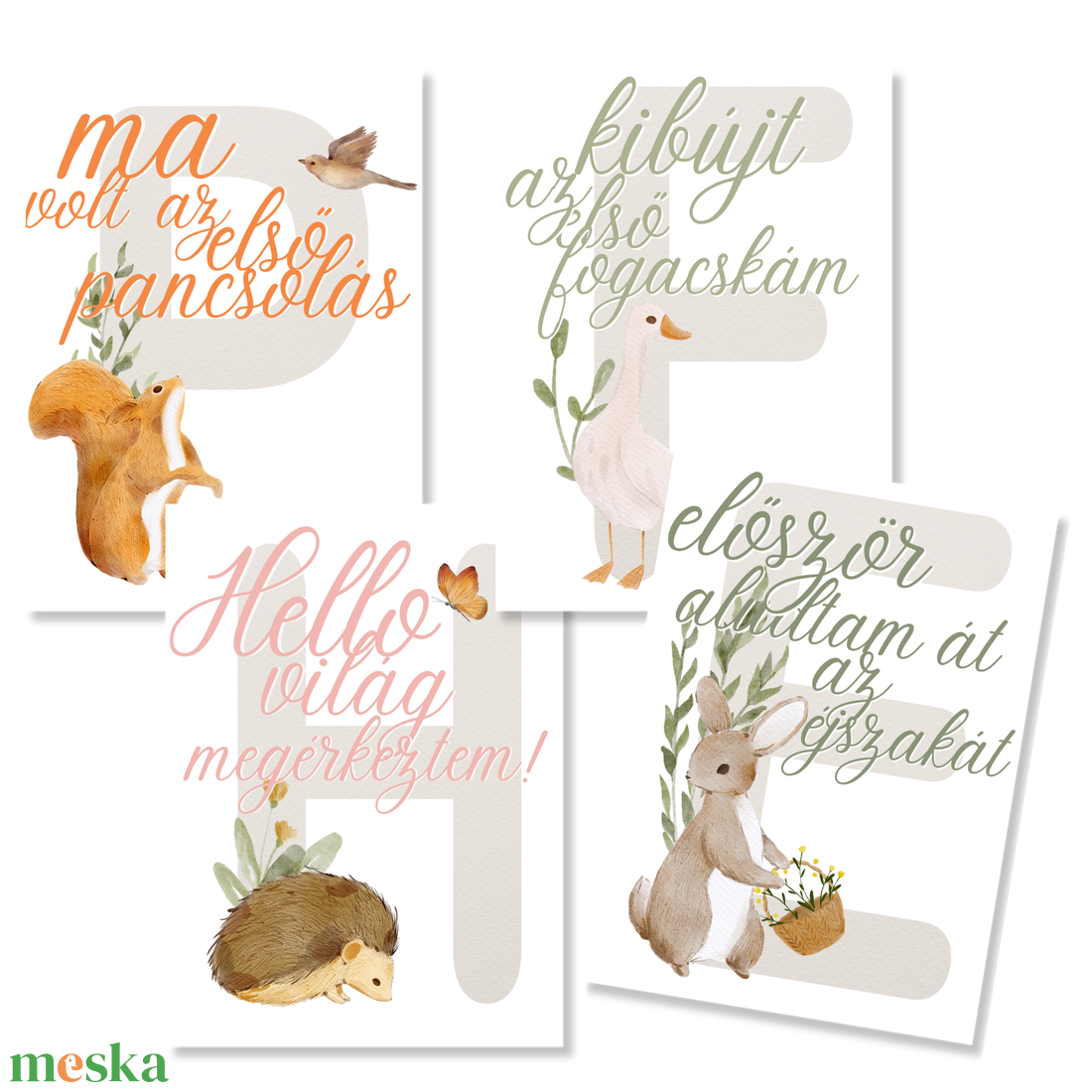 Mérföldkő kártyák - Mezei (11x15 cm) - baba - mama - babafotózás - baba mérföldkő kártyák - Meska.hu