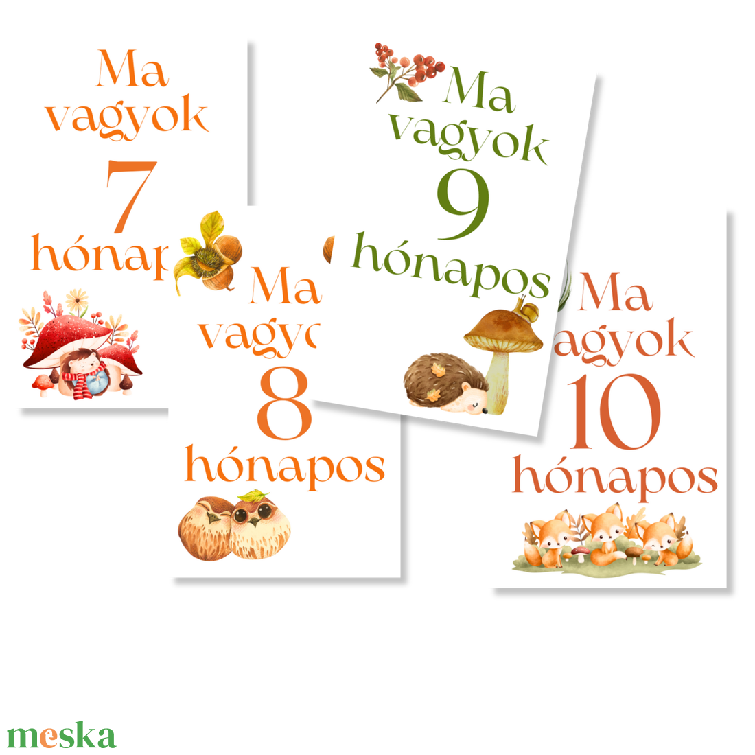 Mérföldkő kártyák - Erdei (11x15 cm) - baba - mama - babafotózás - baba mérföldkő kártyák - Meska.hu