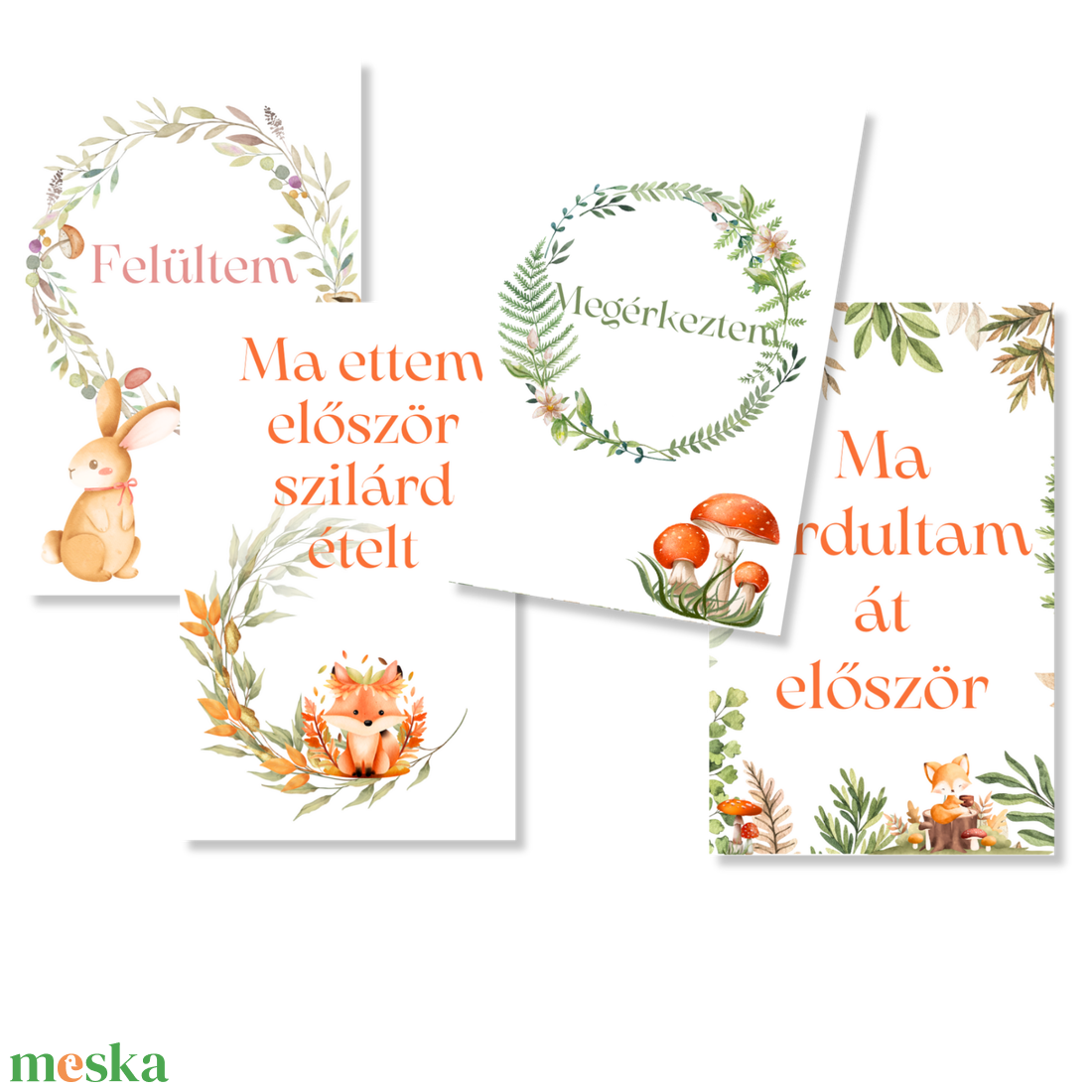 Mérföldkő kártyák - Erdei (11x15 cm) - baba - mama - babafotózás - baba mérföldkő kártyák - Meska.hu