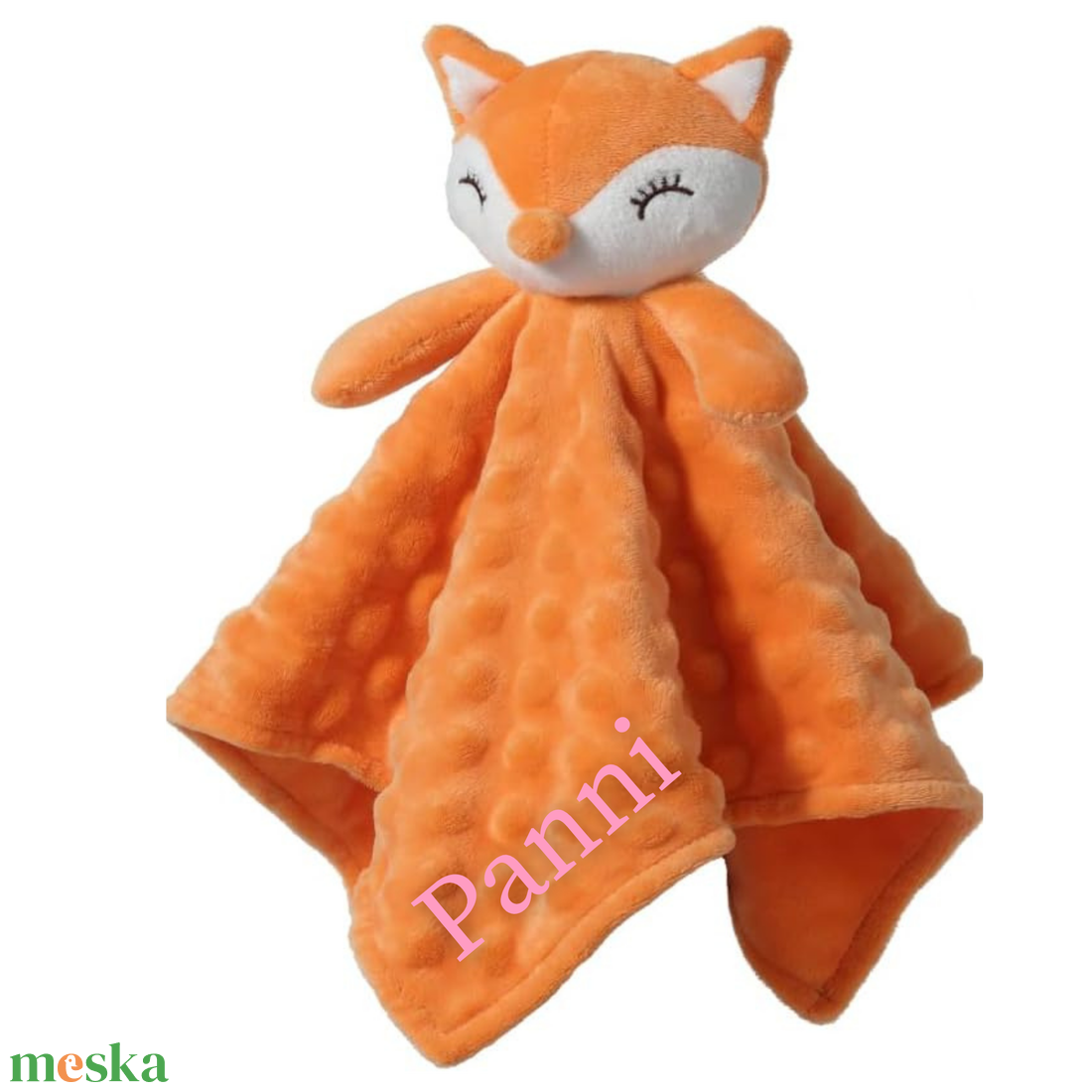 Foxie névre szóló róka nyúnyó (35 cm) - baba - mama - baba játékok - szundikendő, alvóka - Meska.hu