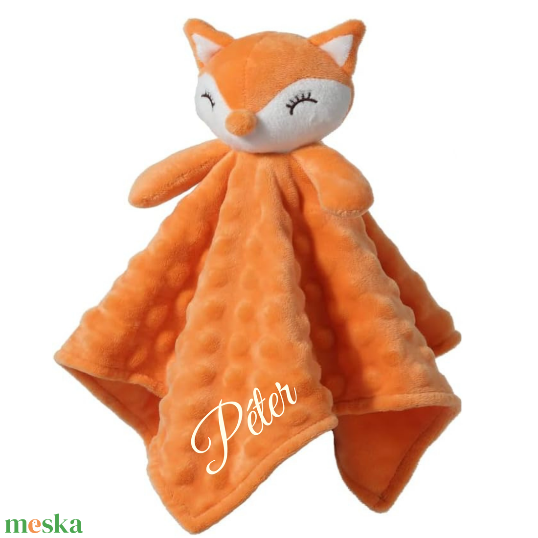 Foxie névre szóló róka nyúnyó (35 cm) - baba - mama - baba játékok - szundikendő, alvóka - Meska.hu
