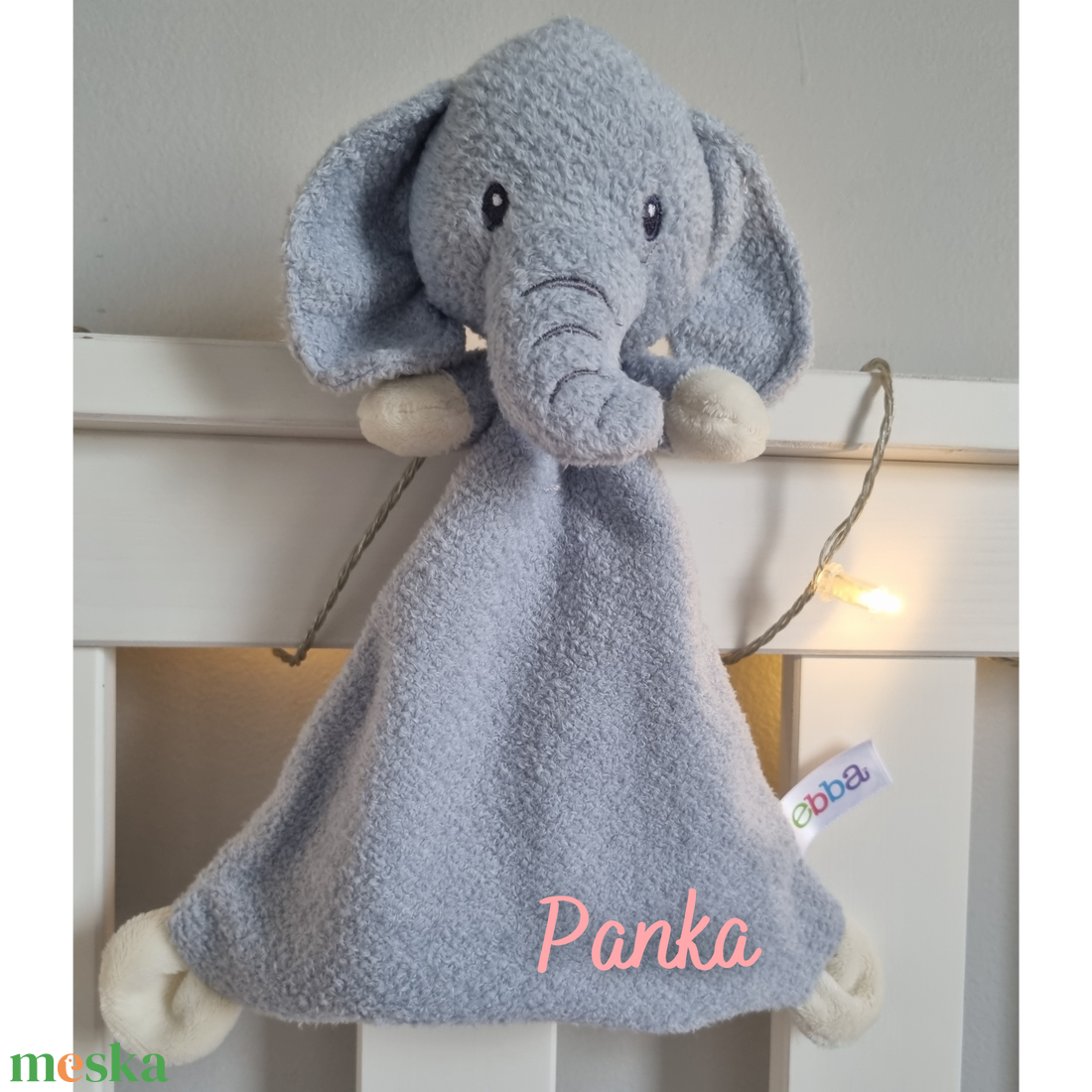 MumPa névre szóló elefánt nyúnyó (26 cm) - baba - mama - baba játékok - szundikendő, alvóka - Meska.hu