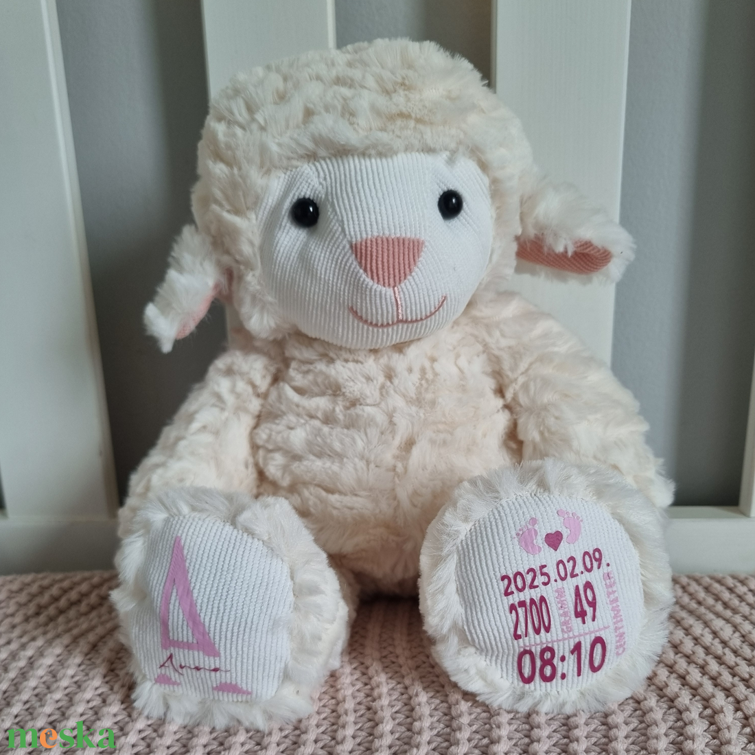 Dolli - Prémium plüss emlékőr bárány (36 cm) - baba - mama - babaemlékek - baba emlékőrző - Meska.hu