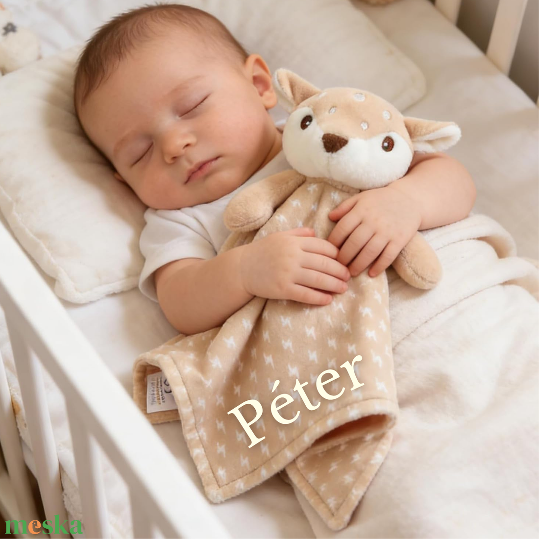 Zike névre szóló őzike nyúnyó (34 cm) - baba - mama - baba játékok - szundikendő, alvóka - Meska.hu
