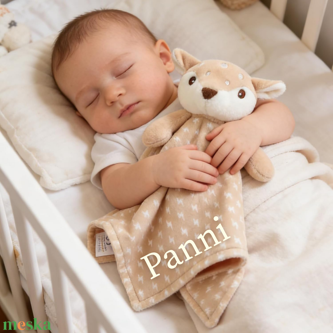 Zike névre szóló őzike nyúnyó (34 cm) - baba - mama - baba játékok - szundikendő, alvóka - Meska.hu