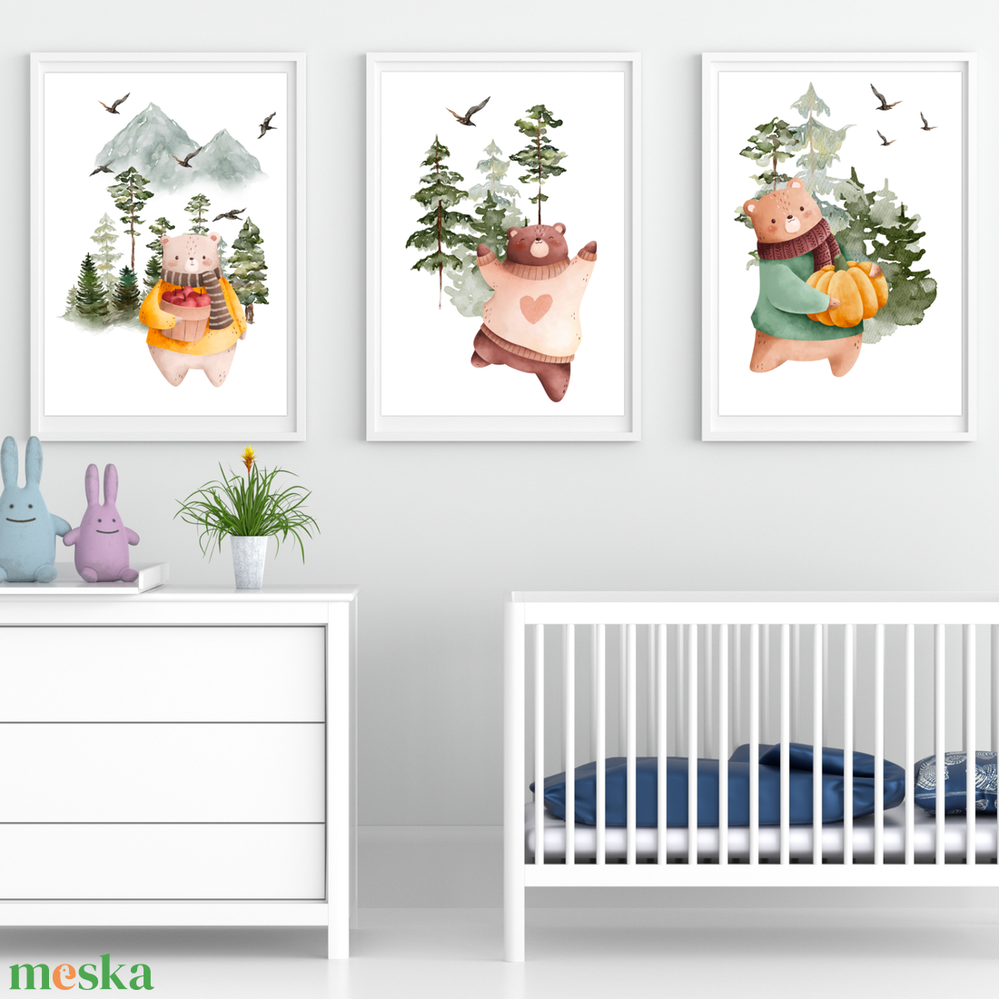 BearS poszter (3 darabos) - baba - mama - babaszoba dekoráció - babaszoba kép - Meska.hu
