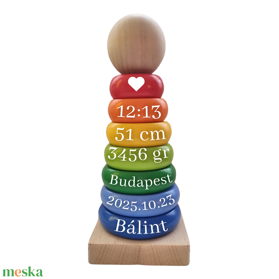RainBow ToTo - Emlékőr fa torony (16 cm) - játék & sport - készségfejlesztő és logikai játék - toronyépítő- és egyensúlyozó játékok - Meska.hu