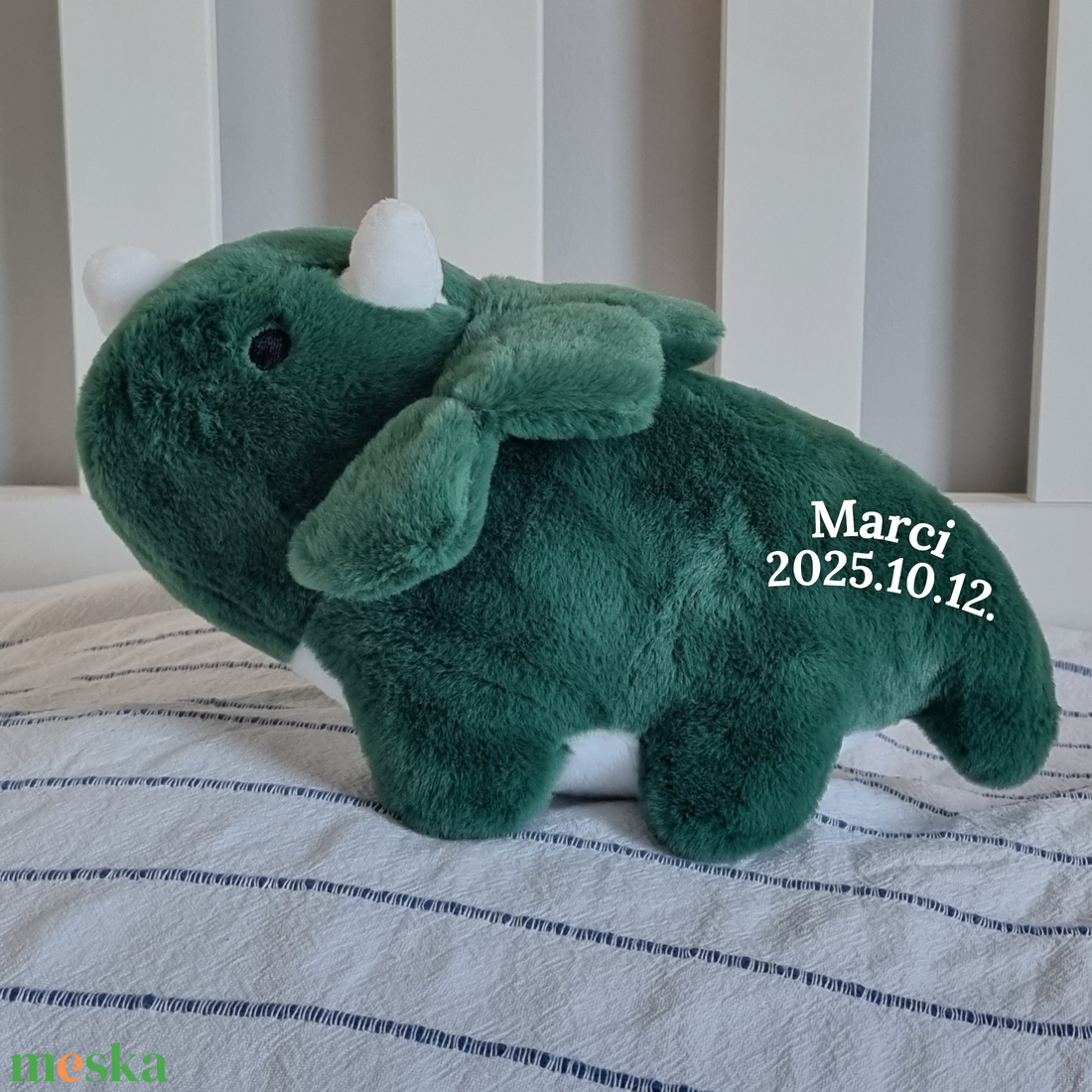 GreenBie - Egyedi, névre szóló plüss dino (25 cm) - baba - mama - babaemlékek - baba emlékőrző - Meska.hu