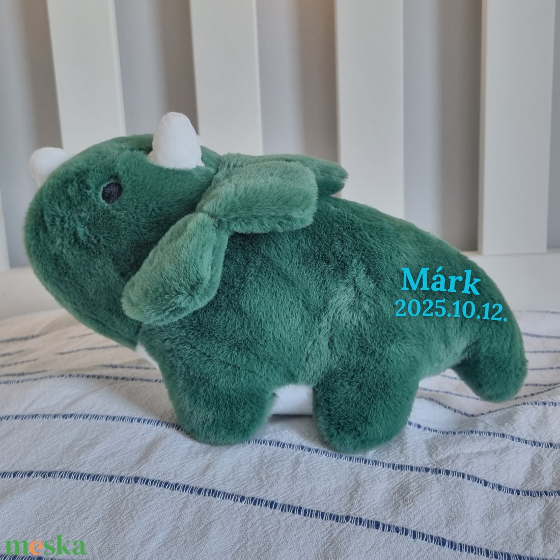 GreenBie - Egyedi, névre szóló plüss dino (25 cm) - baba - mama - babaemlékek - baba emlékőrző - Meska.hu