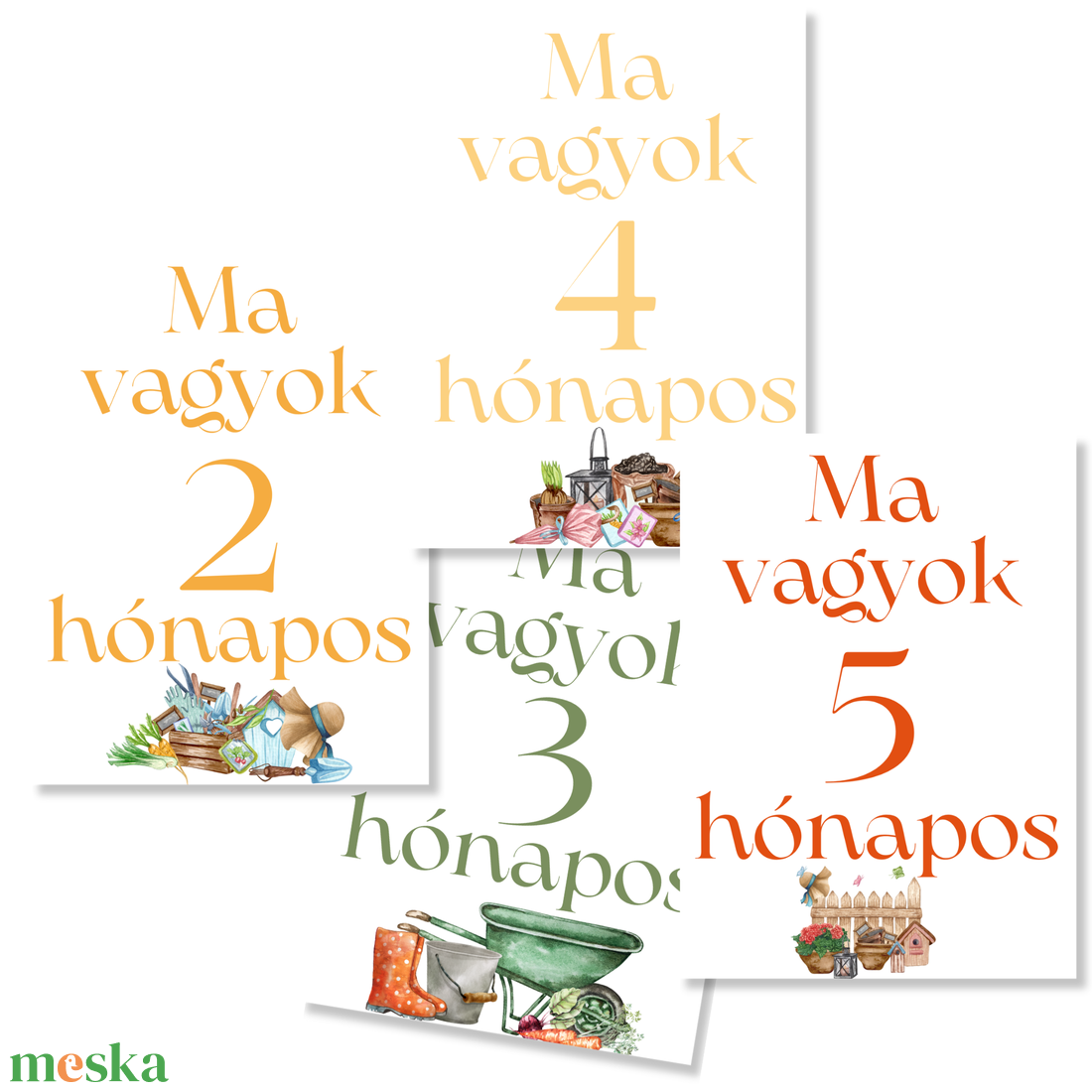 Mérföldkő kártyák - Garden (11x15 cm) - baba - mama - babafotózás - baba mérföldkő kártyák - Meska.hu
