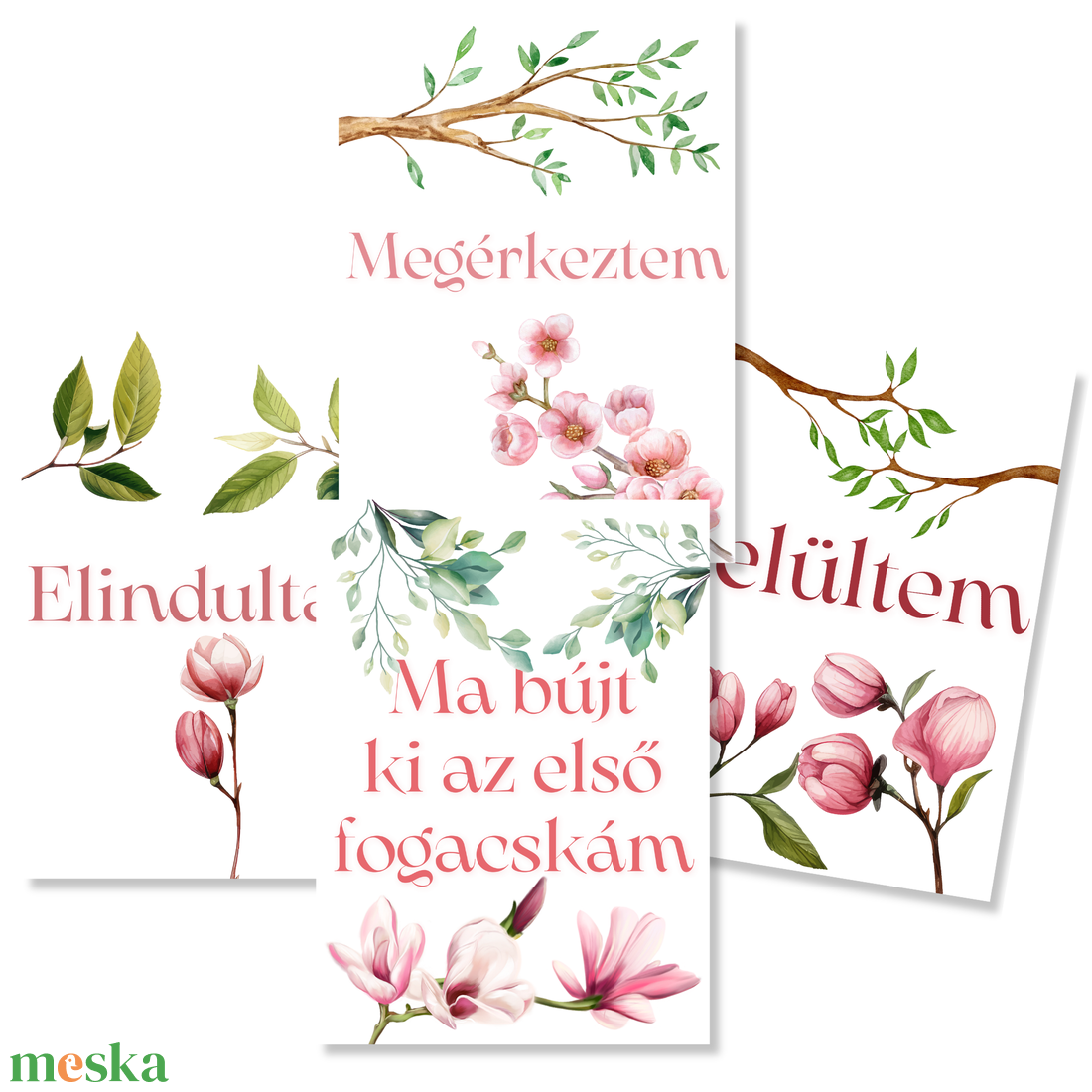 Mérföldkő kártyák - Flowers (11x15 cm) - baba - mama - babafotózás - baba mérföldkő kártyák - Meska.hu
