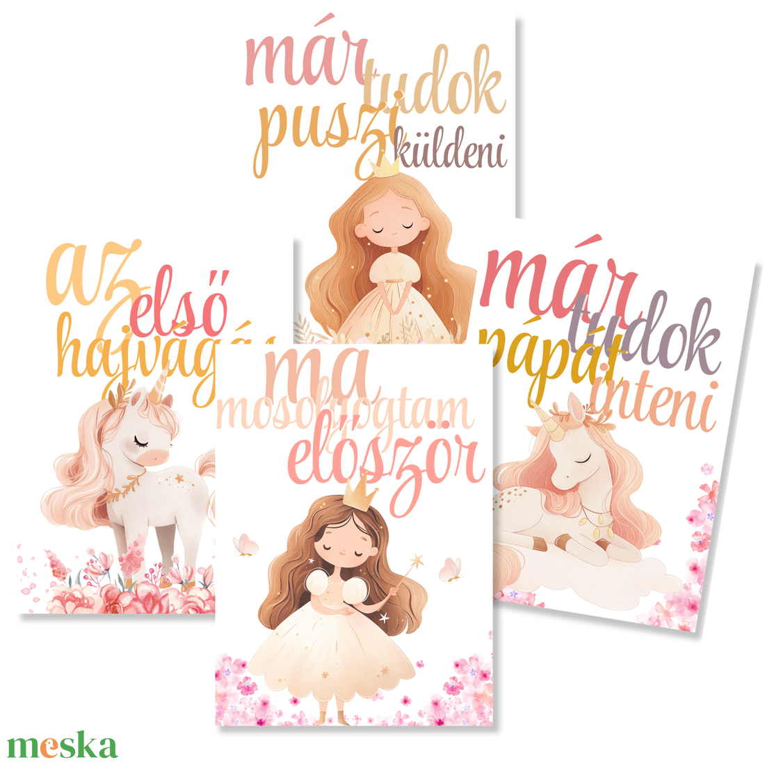 Mérföldkő kártyák - Princess (11x15 cm) - baba - mama - babafotózás - baba mérföldkő kártyák - Meska.hu