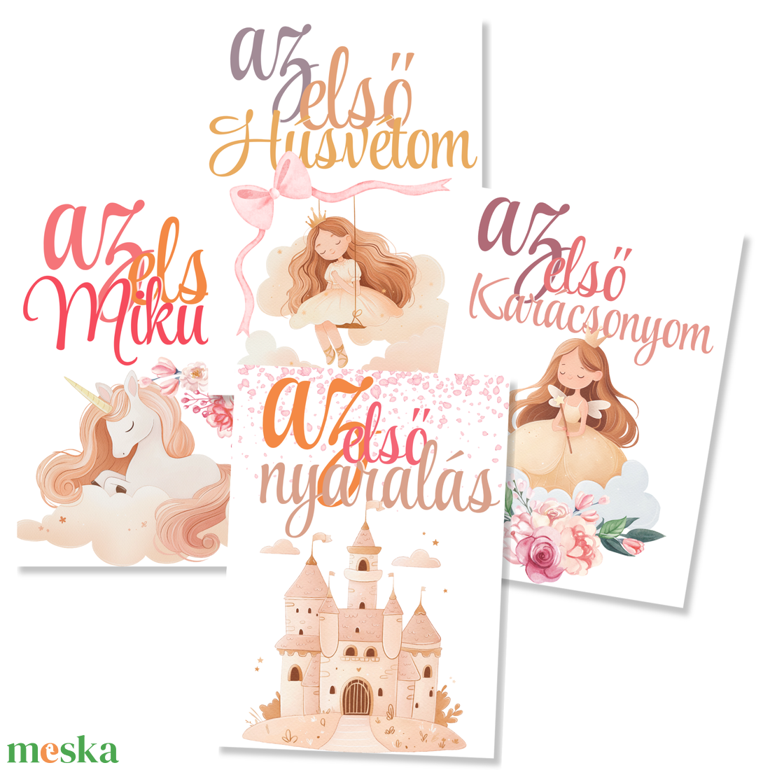 Mérföldkő kártyák - Princess (11x15 cm) - baba - mama - babafotózás - baba mérföldkő kártyák - Meska.hu