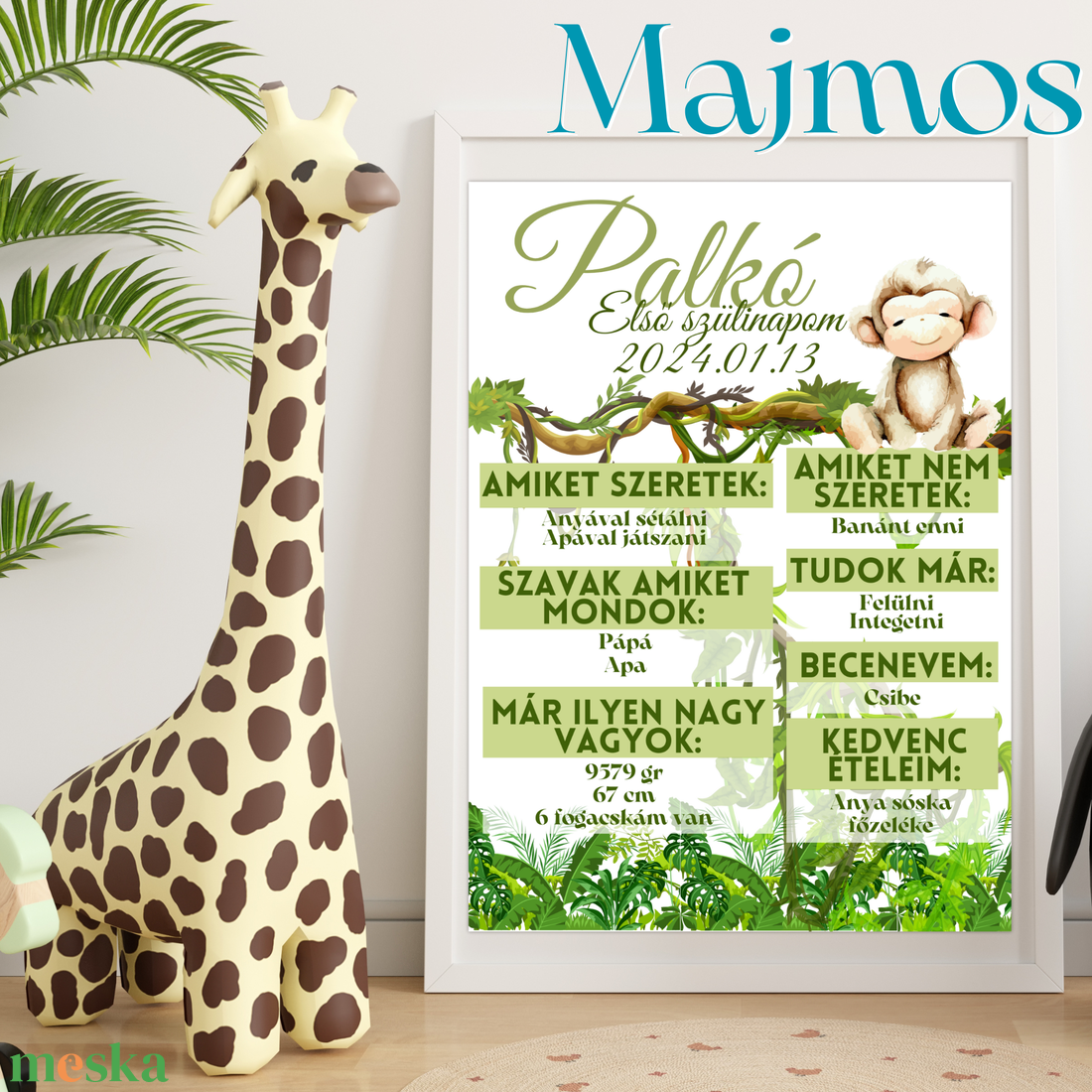 Szülinapi Emlék Plakát - Fiús (A3) - baba - mama - babaszoba dekoráció - babaszoba kép - Meska.hu