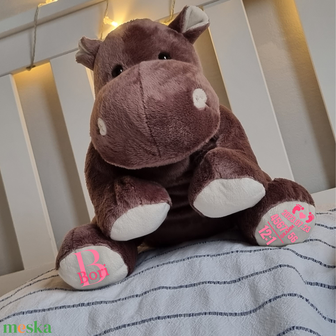 PiPo - Emlékőr plüss víziló (30 cm) - baba - mama - babaemlékek - baba emlékőrző - Meska.hu