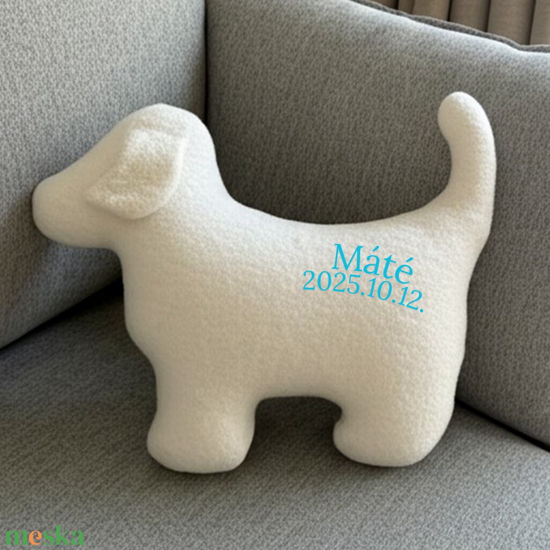 Whity � Névre szóló plüss kutya párna (48x35 cm) - baba - mama - babaemlékek - baba emlékőrző - Meska.hu