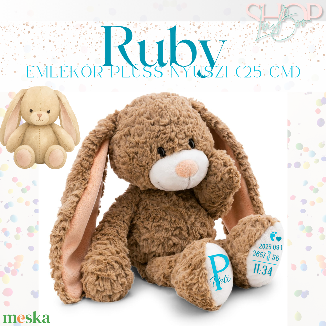 Ruby - Emlékőr plüss nyuszi (25 cm) - baba - mama - babaemlékek - baba emlékőrző - Meska.hu