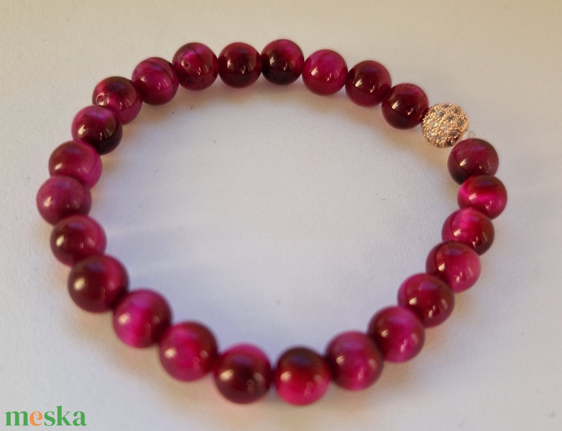 Vibráló pink kislány ásvány karkötő - ékszer - karkötő - ásványkarkötő - Meska.hu
