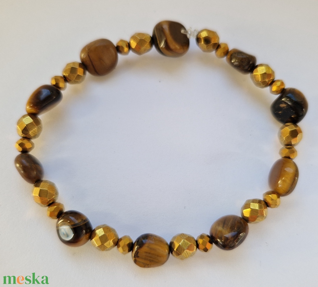 Aranybarna elegancia ásvány karkötő - ékszer - karkötő - ásványkarkötő - Meska.hu