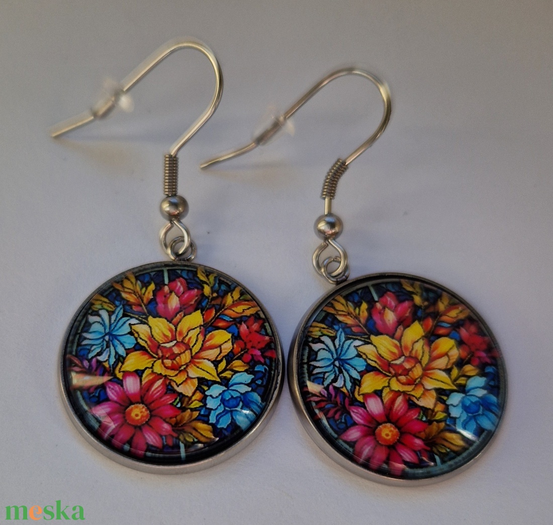 Tavaszi pompa fülbevaló - ékszer - fülbevaló - lógós kerek fülbevaló - Meska.hu