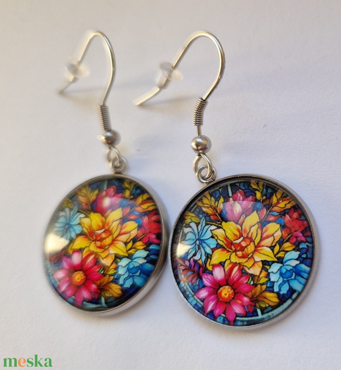 Tavaszi pompa fülbevaló - ékszer - fülbevaló - lógós kerek fülbevaló - Meska.hu