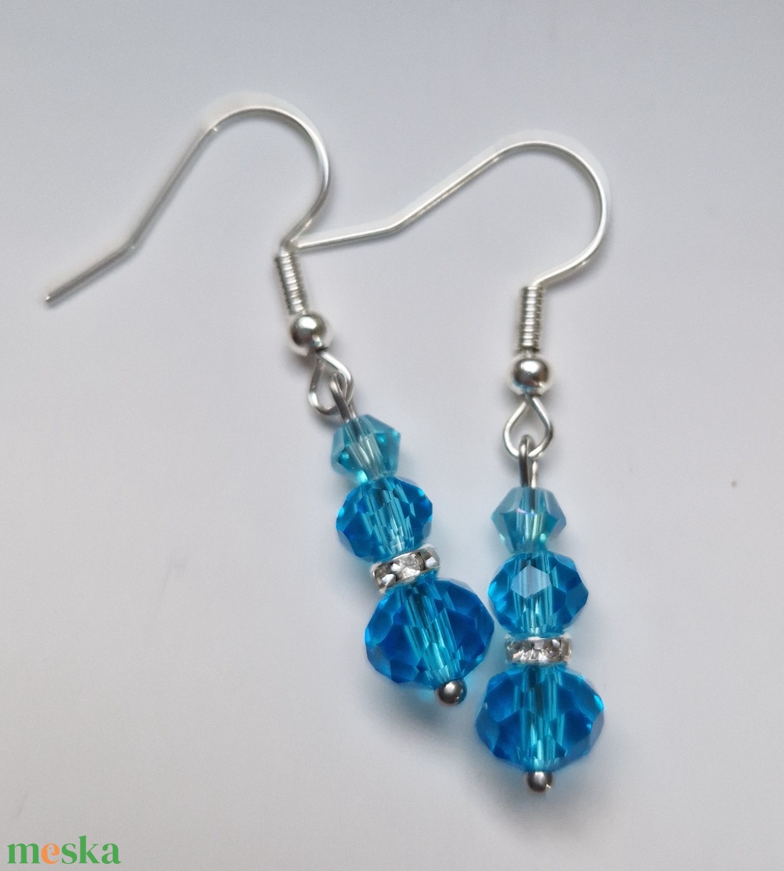 Farsang bál kék kristály fülbevaló - ékszer - fülbevaló - lógó fülbevaló - Meska.hu