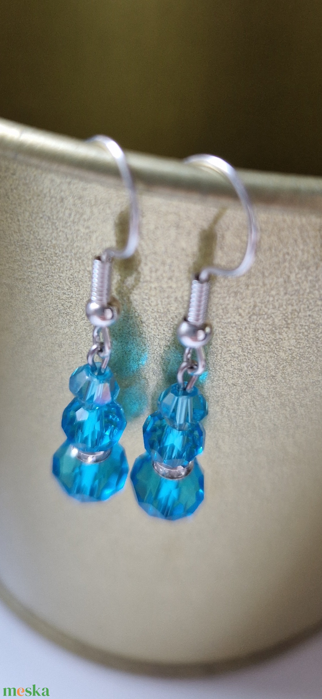 Farsang bál kék kristály fülbevaló - ékszer - fülbevaló - lógó fülbevaló - Meska.hu