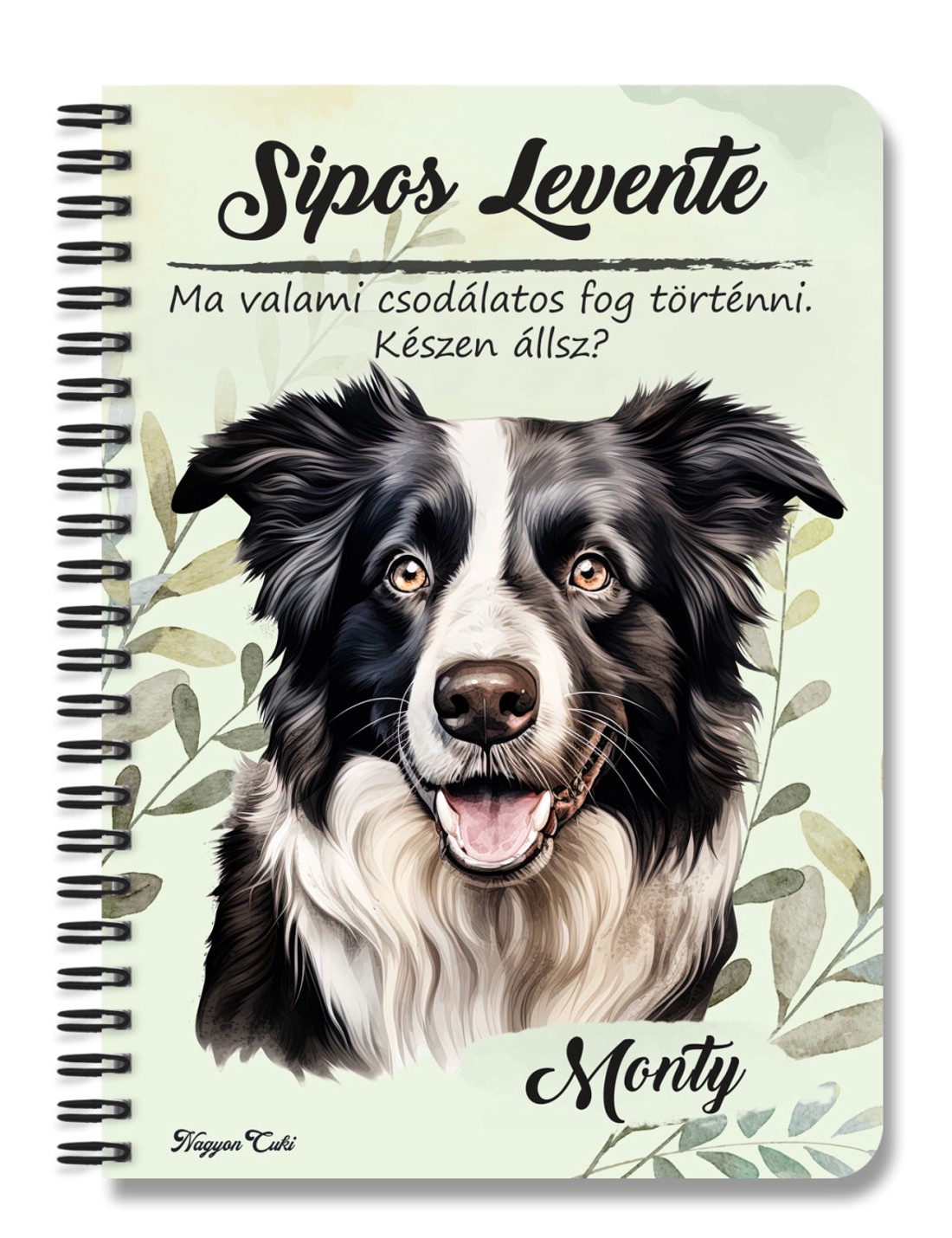 Személyre szabható - Border Collie portré mintás A5-ös füzet - otthon & életmód - papír, írószer - jegyzetfüzet & napló - Meska.hu