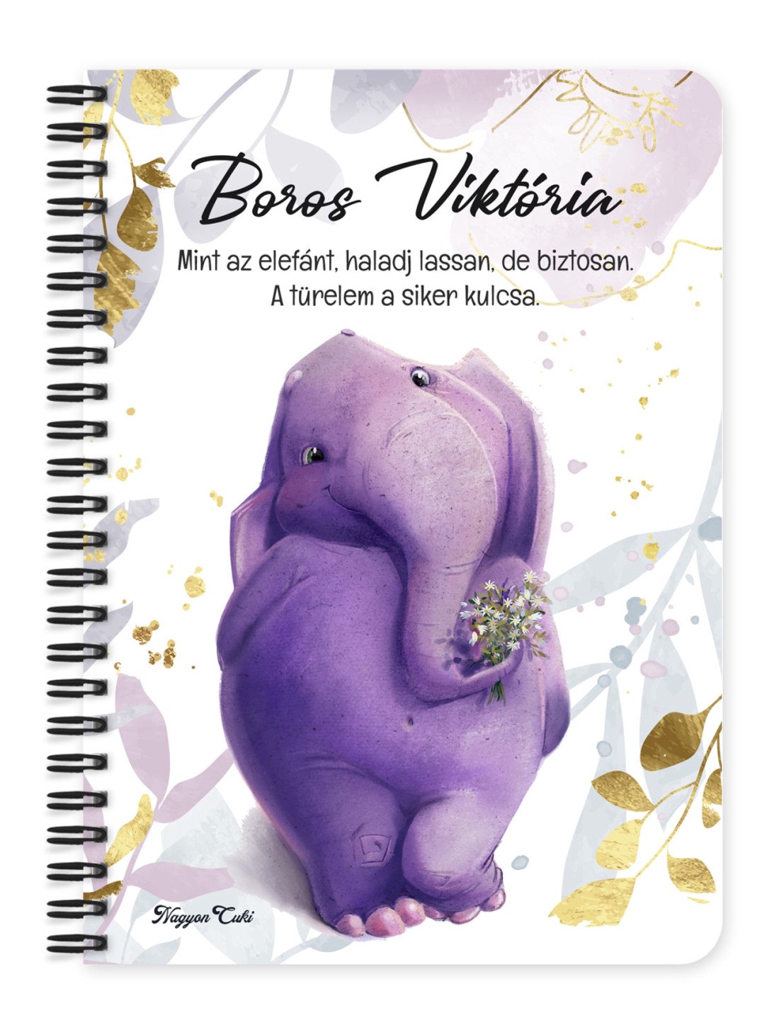 Személyre szabható - Tündéri lila elefánt mintás A6-os füzet - otthon & életmód - papír, írószer - jegyzetfüzet & napló - Meska.hu