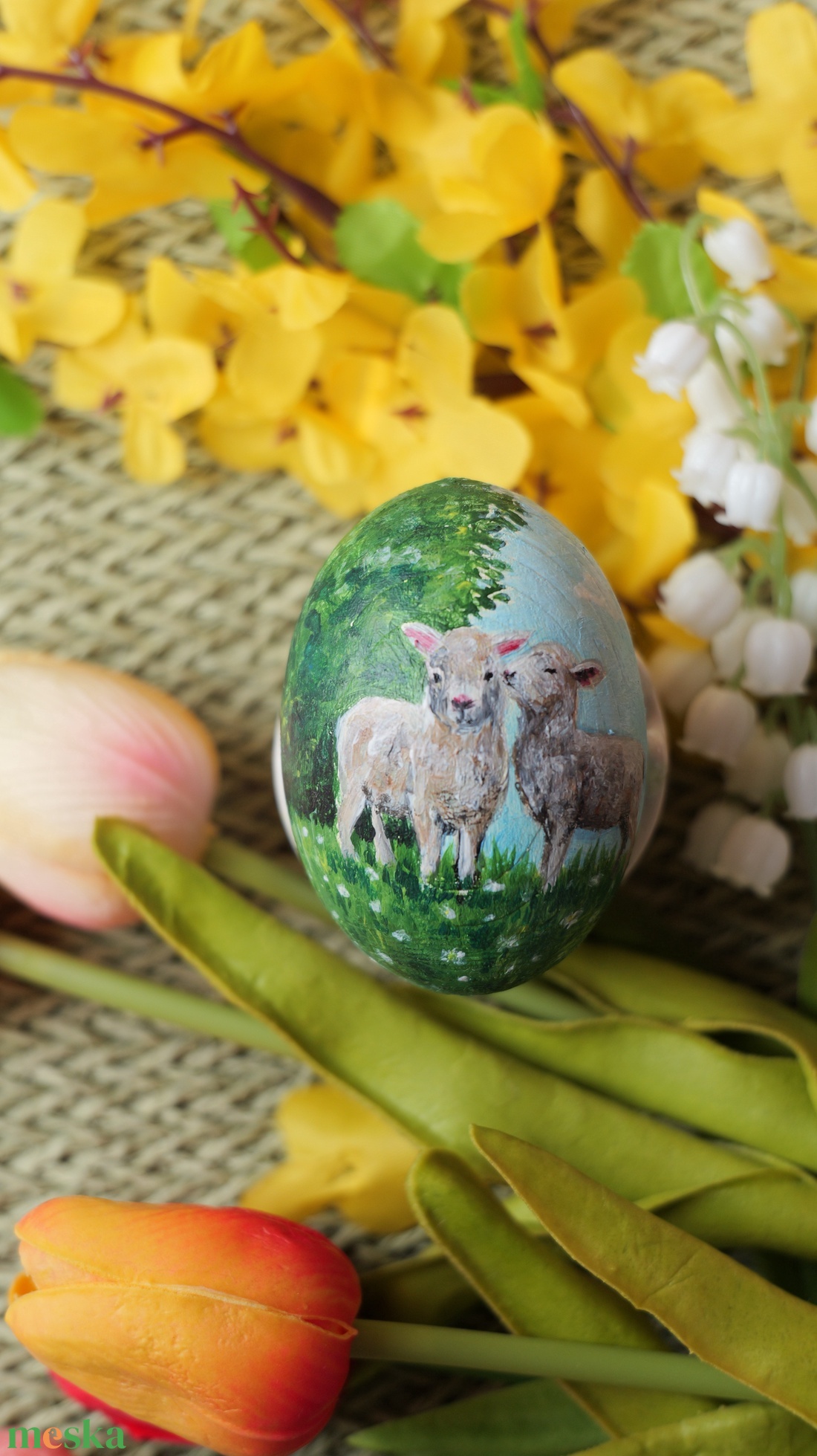 Kézzel festett fa húsvéti tojás - művészet - festmény - akril - Meska.hu