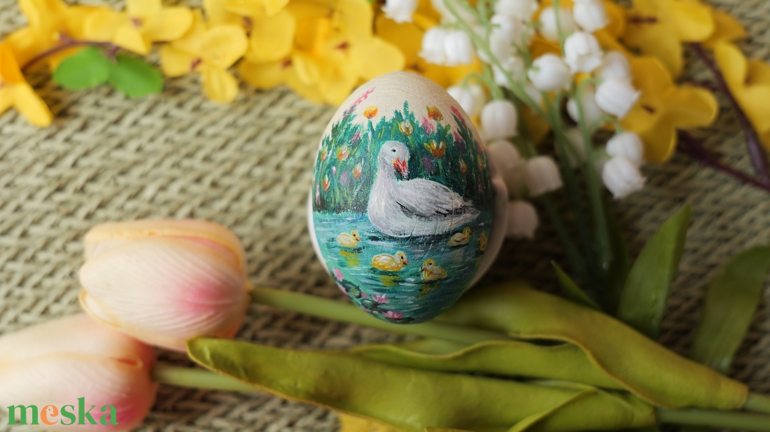 Kézzel festett fa húsvéti tojás - művészet - festmény - akril - Meska.hu