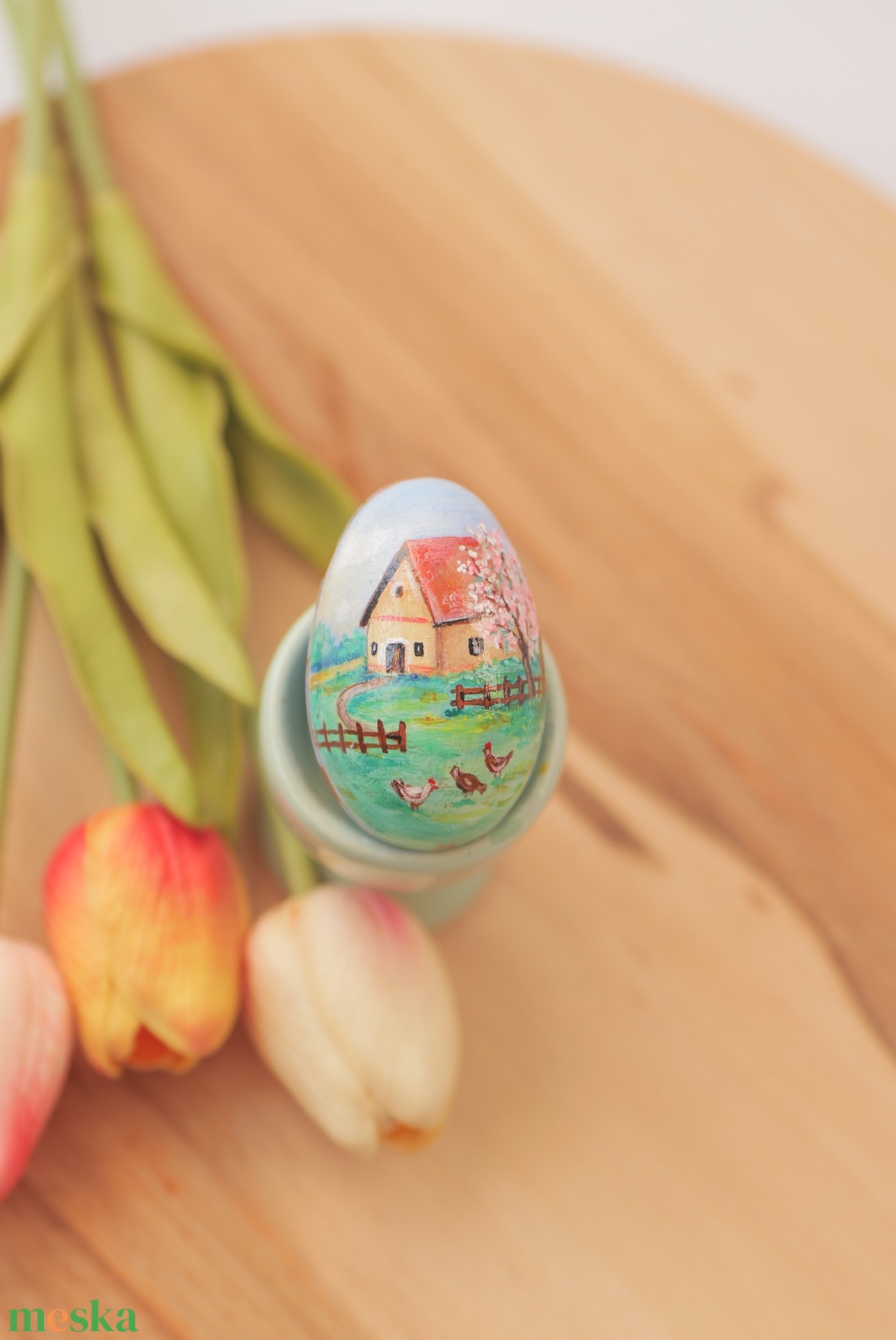 Kézzel festett húsvéti fatojás - ünnepi díszek, dekorációk - húsvéti díszek és dekorációk - húsvéti asztaldíszek - Meska.hu