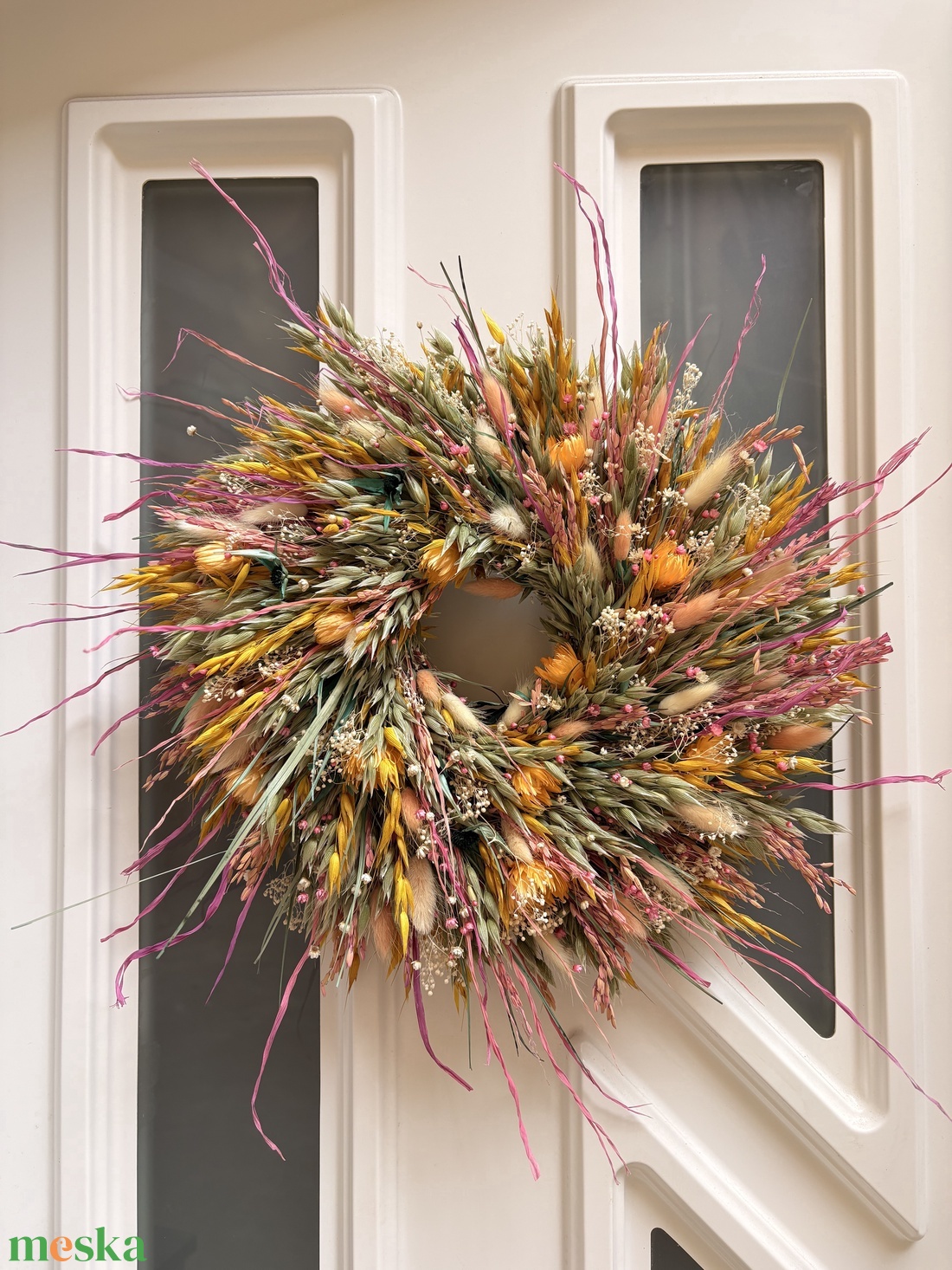 Szárazvirág ajtókopogtató tavaszvaró - otthon & életmód - dekoráció - ajtó- és ablak dekoráció - ajtódísz & kopogtató - Meska.hu