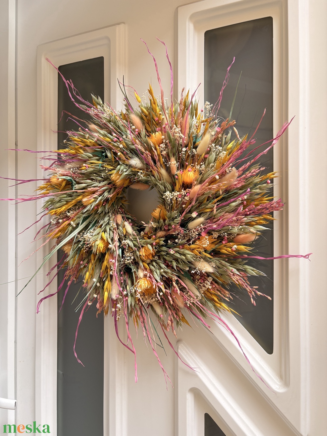 Szárazvirág ajtókopogtató tavaszvaró - otthon & életmód - dekoráció - ajtó- és ablak dekoráció - ajtódísz & kopogtató - Meska.hu