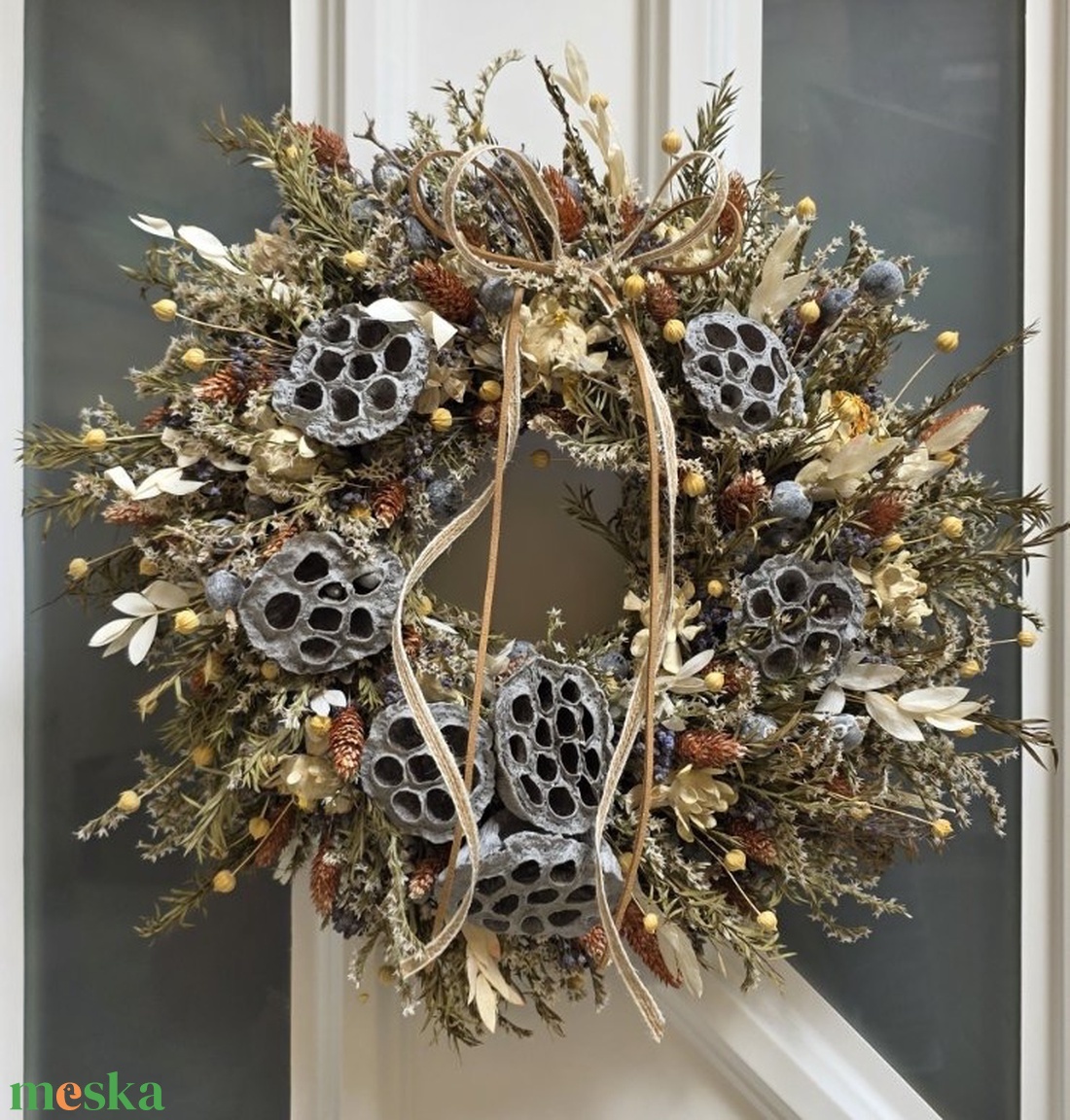 Szárazvirág koszorú - otthon & életmód - dekoráció - ajtó- és ablak dekoráció - ajtódísz & kopogtató - Meska.hu