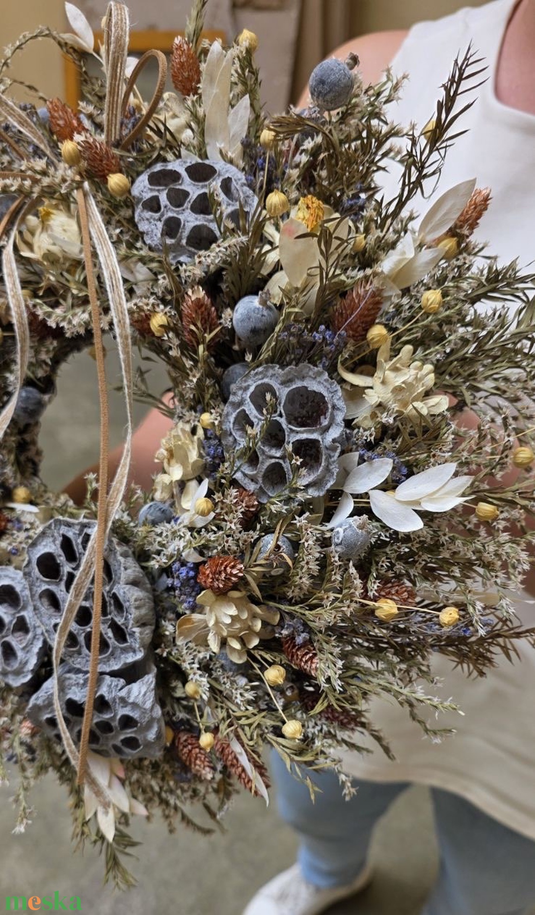 Szárazvirág koszorú - otthon & életmód - dekoráció - ajtó- és ablak dekoráció - ajtódísz & kopogtató - Meska.hu
