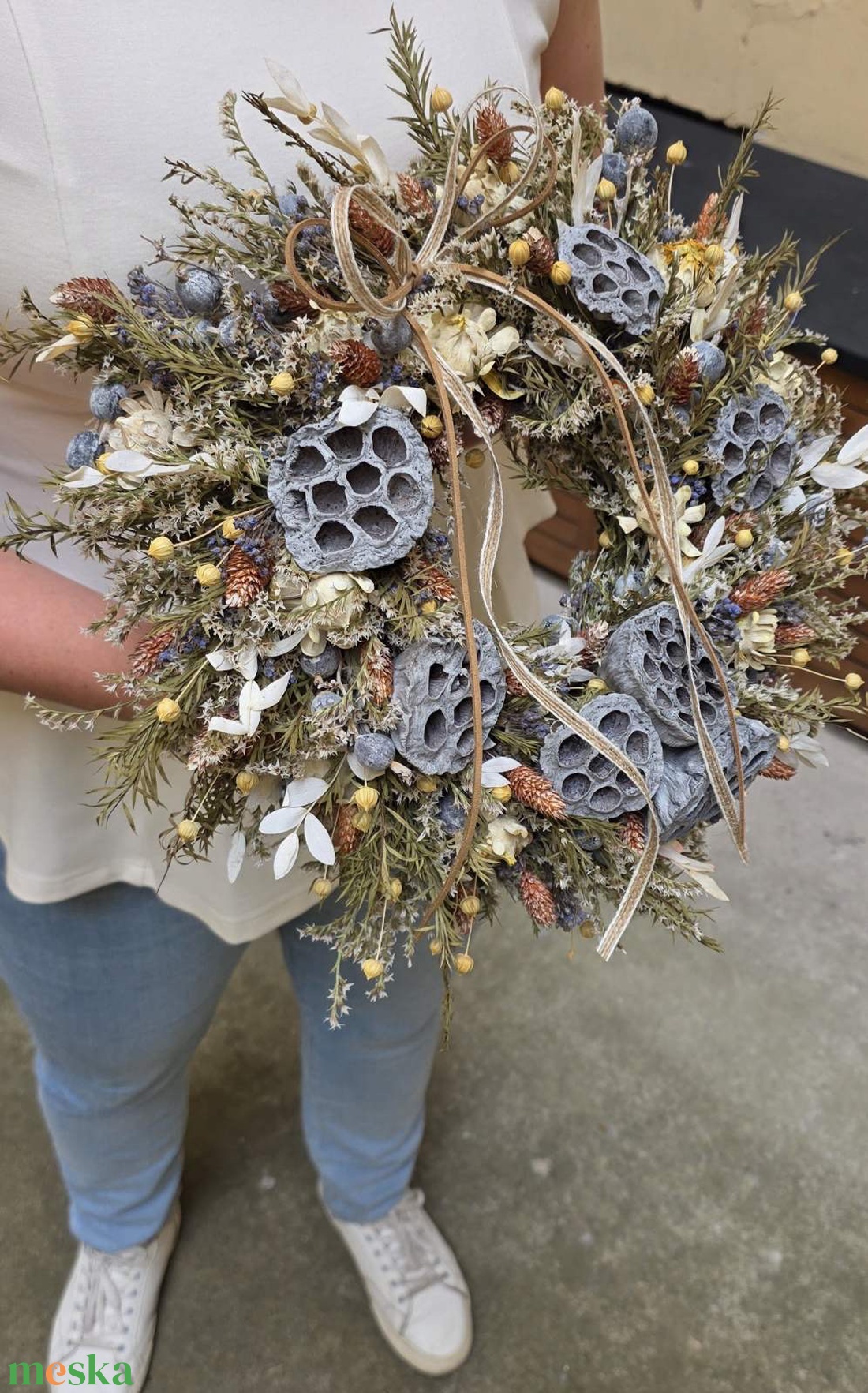 Szárazvirág koszorú - otthon & életmód - dekoráció - ajtó- és ablak dekoráció - ajtódísz & kopogtató - Meska.hu