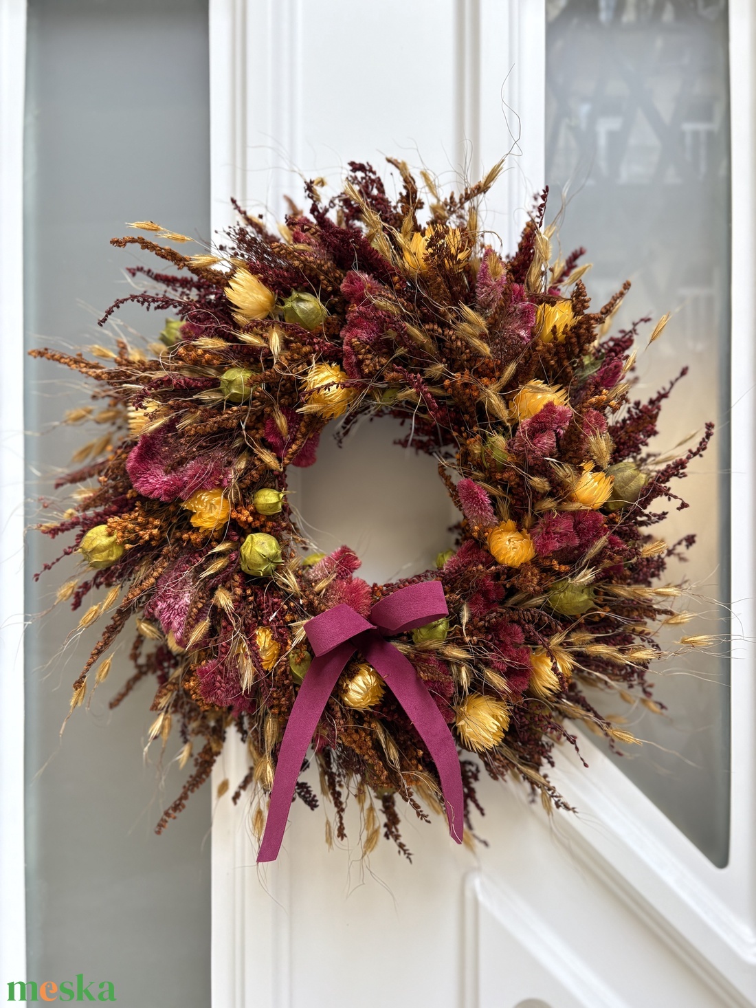 Szárazvirág ajtókopogtató - otthon & életmód - dekoráció - ajtó- és ablak dekoráció - ajtódísz & kopogtató - Meska.hu