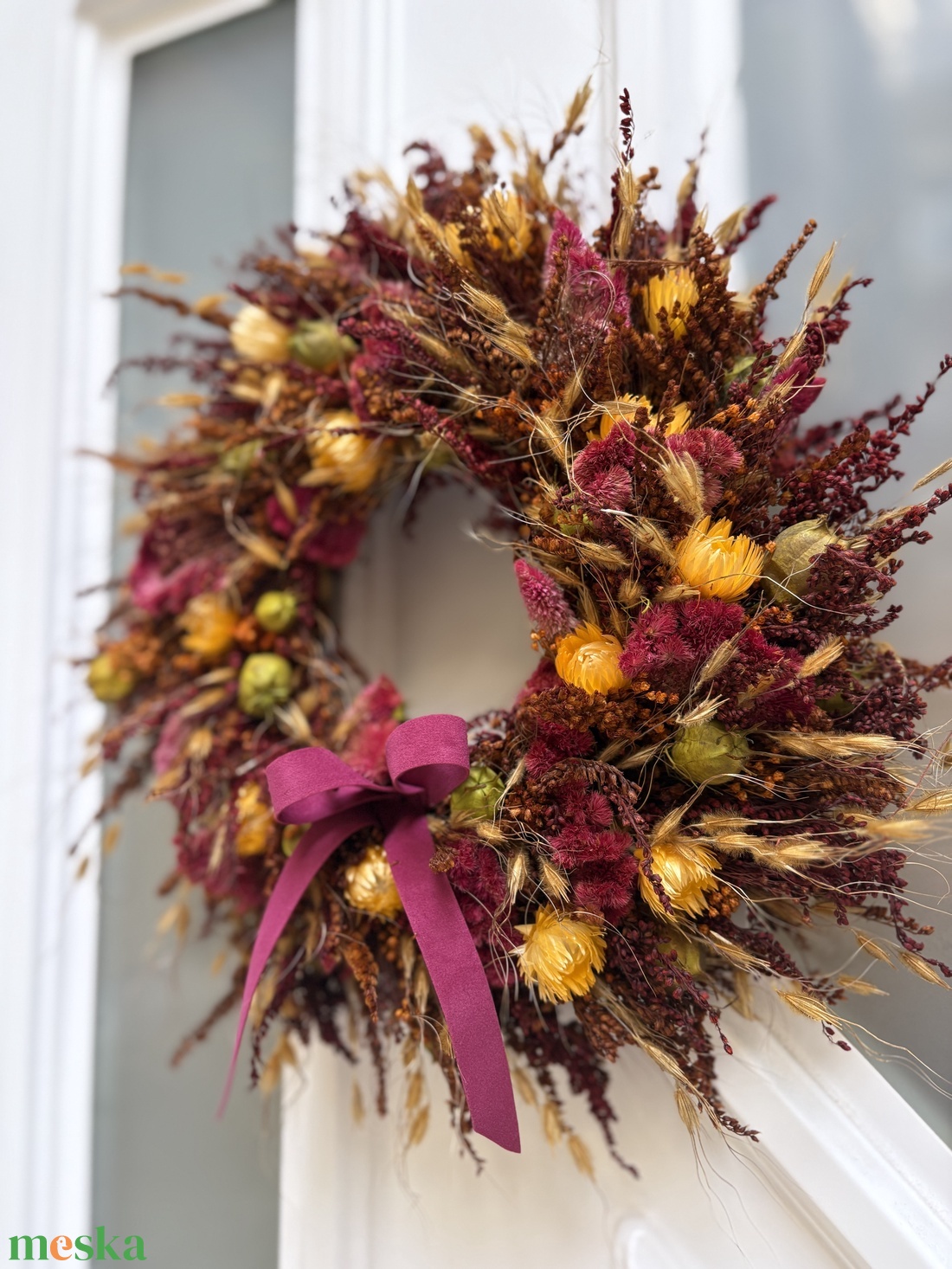 Szárazvirág ajtókopogtató - otthon & életmód - dekoráció - ajtó- és ablak dekoráció - ajtódísz & kopogtató - Meska.hu