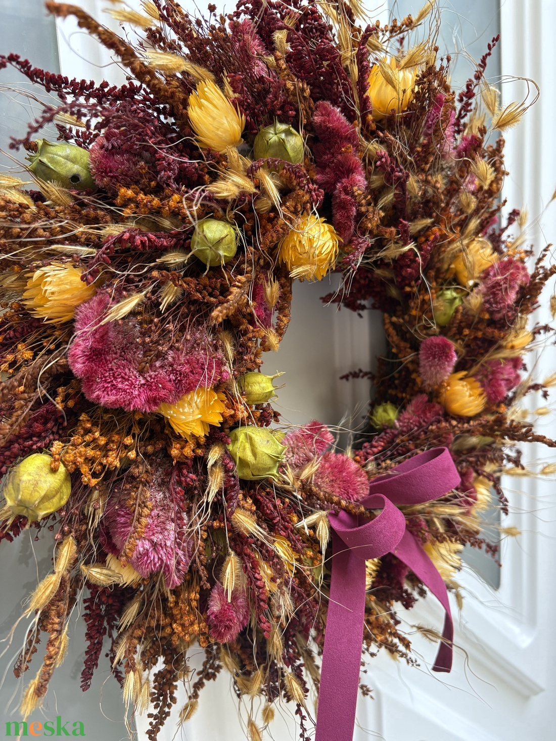 Szárazvirág ajtókopogtató - otthon & életmód - dekoráció - ajtó- és ablak dekoráció - ajtódísz & kopogtató - Meska.hu