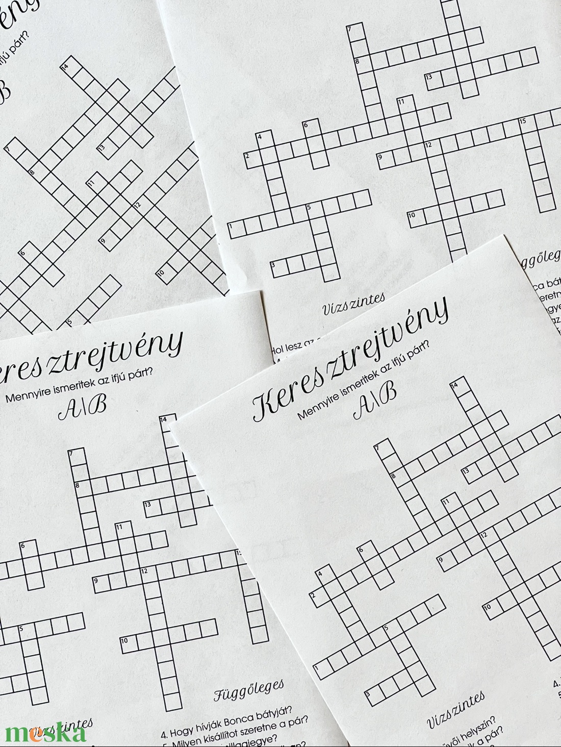 Személyre szabott esküvői keresztrejtvény - művészet - grafika & illusztráció - művészi nyomat - Meska.hu
