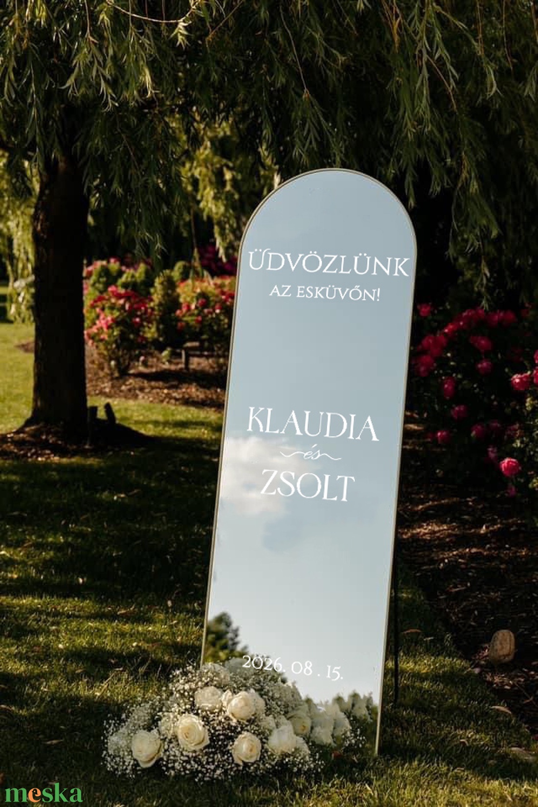 Egyedi, elegáns esküvői matrica tükörre - személyre szabottan - esküvő - dekoráció - tábla & jelzés - Meska.hu